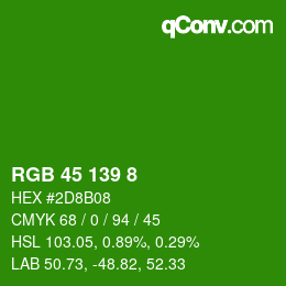 Color code: RGB 45 139 8 | qconv.com