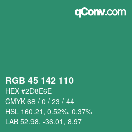 Color code: RGB 45 142 110 | qconv.com