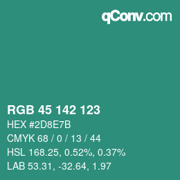 Color code: RGB 45 142 123 | qconv.com