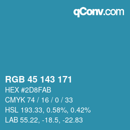 Color code: RGB 45 143 171 | qconv.com
