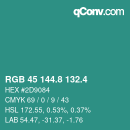 カラーコード: RGB 45 144.8 132.4 | qconv.com