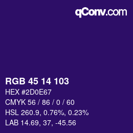Color code: RGB 45 14 103 | qconv.com