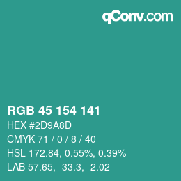 Farbcode: RGB 45 154 141 | qconv.com