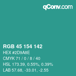 Código de color: RGB 45 154 142 | qconv.com