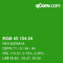 カラーコード: RGB 45 154 24 | qconv.com