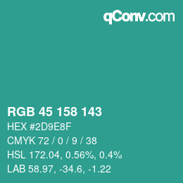 カラーコード: RGB 45 158 143 | qconv.com