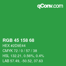 カラーコード: RGB 45 158 68 | qconv.com