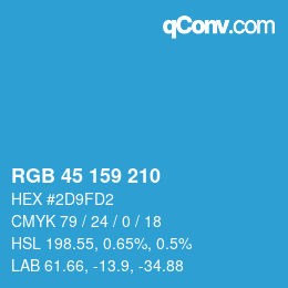 颜色代码: RGB 45 159 210 | qconv.com