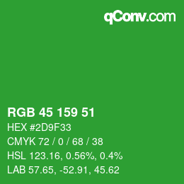 Color code: RGB 45 159 51 | qconv.com