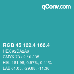 カラーコード: RGB 45 162.4 166.4 | qconv.com