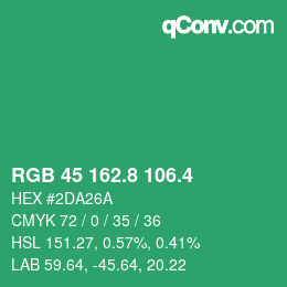 カラーコード: RGB 45 162.8 106.4 | qconv.com