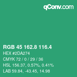 カラーコード: RGB 45 162.8 116.4 | qconv.com