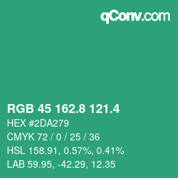 カラーコード: RGB 45 162.8 121.4 | qconv.com