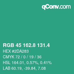 カラーコード: RGB 45 162.8 131.4 | qconv.com