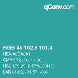カラーコード: RGB 45 162.8 161.4 | qconv.com