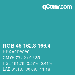 カラーコード: RGB 45 162.8 166.4 | qconv.com