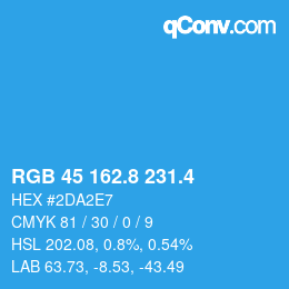 カラーコード: RGB 45 162.8 231.4 | qconv.com