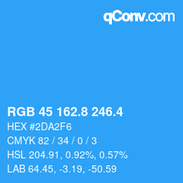 カラーコード: RGB 45 162.8 246.4 | qconv.com