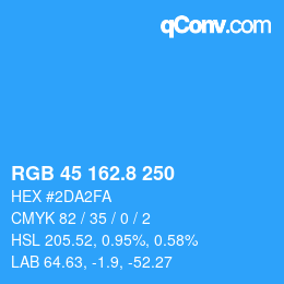 カラーコード: RGB 45 162.8 250 | qconv.com