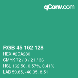 Color code: RGB 45 162 128 | qconv.com