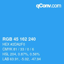 Color code: RGB 45 162 240 | qconv.com