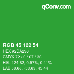 Color code: RGB 45 162 54 | qconv.com