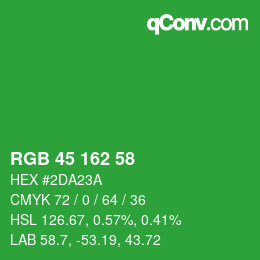 Color code: RGB 45 162 58 | qconv.com