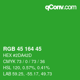 Color code: RGB 45 164 45 | qconv.com