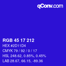 カラーコード: RGB 45 17 212 | qconv.com