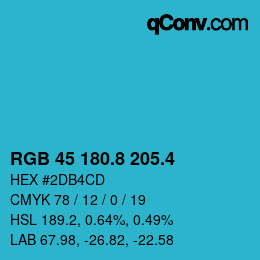 カラーコード: RGB 45 180.8 205.4 | qconv.com