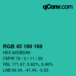 Color code: RGB 45 189 169 | qconv.com