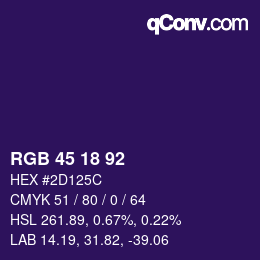 Color code: RGB 45 18 92 | qconv.com