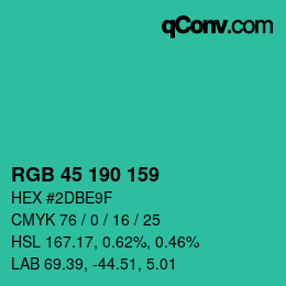 Color code: RGB 45 190 159 | qconv.com
