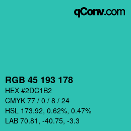 Color code: RGB 45 193 178 | qconv.com