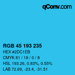 カラーコード: RGB 45 193 235 | qconv.com