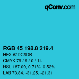 カラーコード: RGB 45 198.8 219.4 | qconv.com