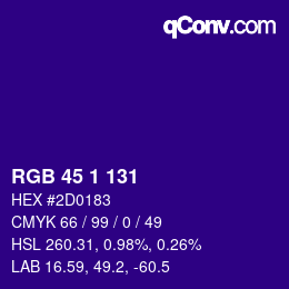 Color code: RGB 45 1 131 | qconv.com