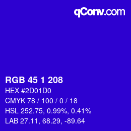Código de color: RGB 45 1 208 | qconv.com