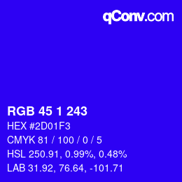 Color code: RGB 45 1 243 | qconv.com