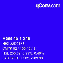 Color code: RGB 45 1 248 | qconv.com