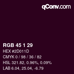 Color code: RGB 45 1 29 | qconv.com