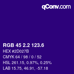 カラーコード: RGB 45 2.2 123.6 | qconv.com