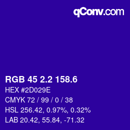 カラーコード: RGB 45 2.2 158.6 | qconv.com