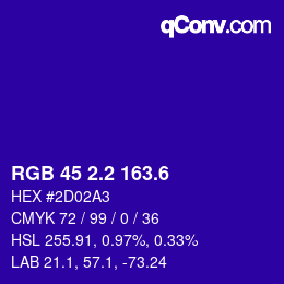 カラーコード: RGB 45 2.2 163.6 | qconv.com