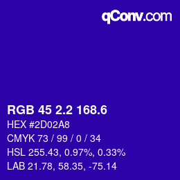 カラーコード: RGB 45 2.2 168.6 | qconv.com