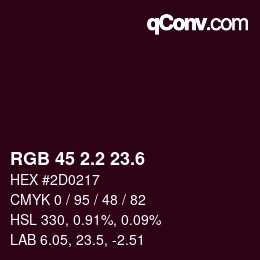 カラーコード: RGB 45 2.2 23.6 | qconv.com