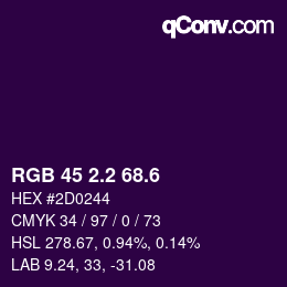 カラーコード: RGB 45 2.2 68.6 | qconv.com