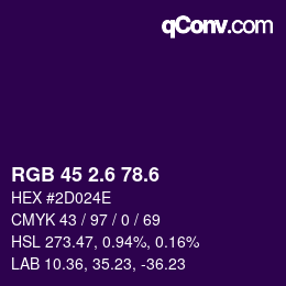 カラーコード: RGB 45 2.6 78.6 | qconv.com