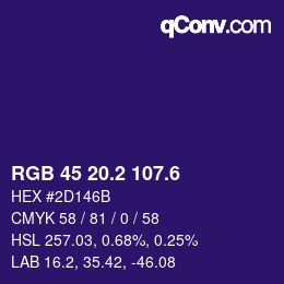 カラーコード: RGB 45 20.2 107.6 | qconv.com