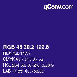 カラーコード: RGB 45 20.2 122.6 | qconv.com